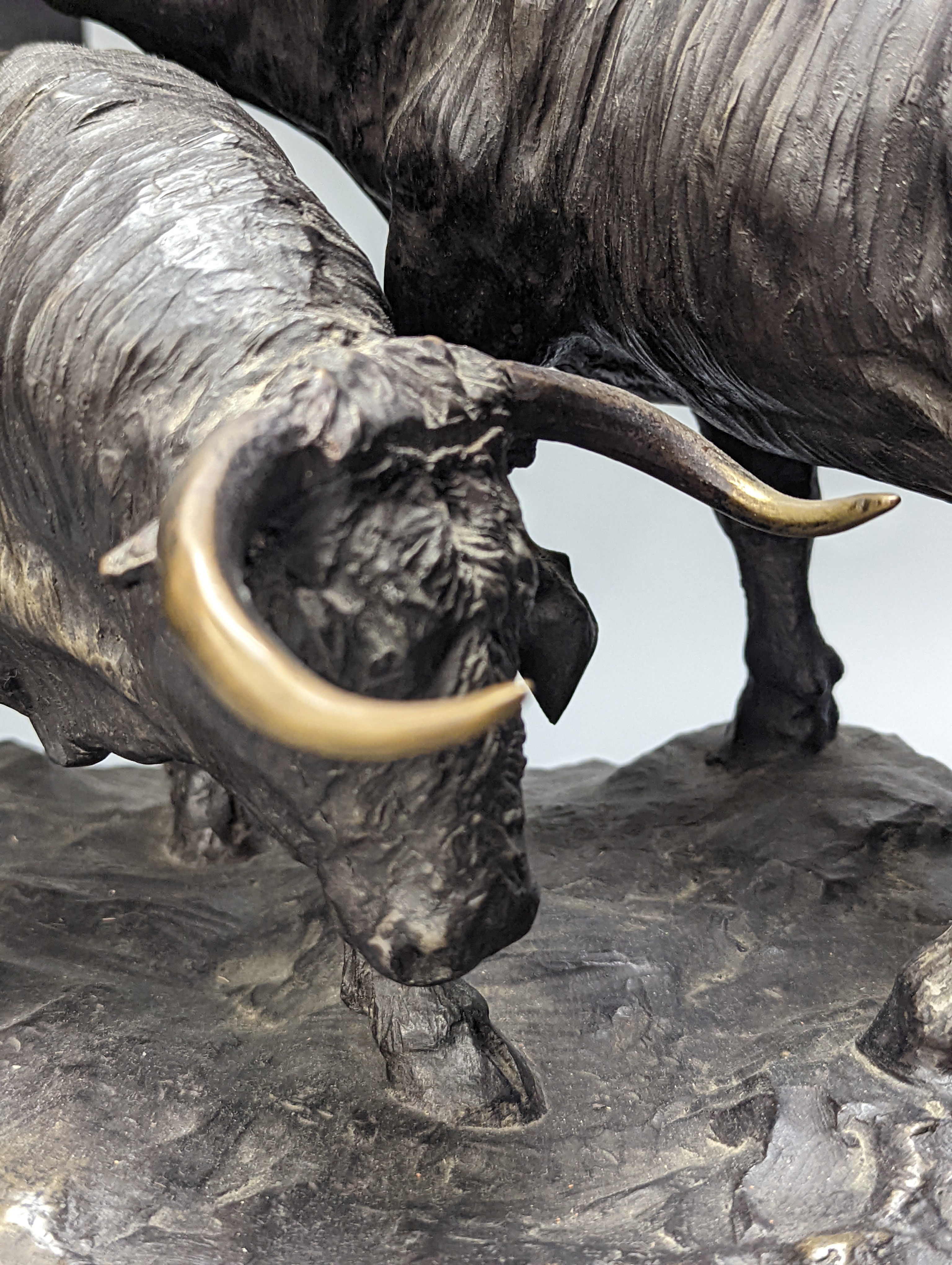 After Luis Moreno Cutando. A bronze group of two bulls width 46cm depth 32cm height 34cm